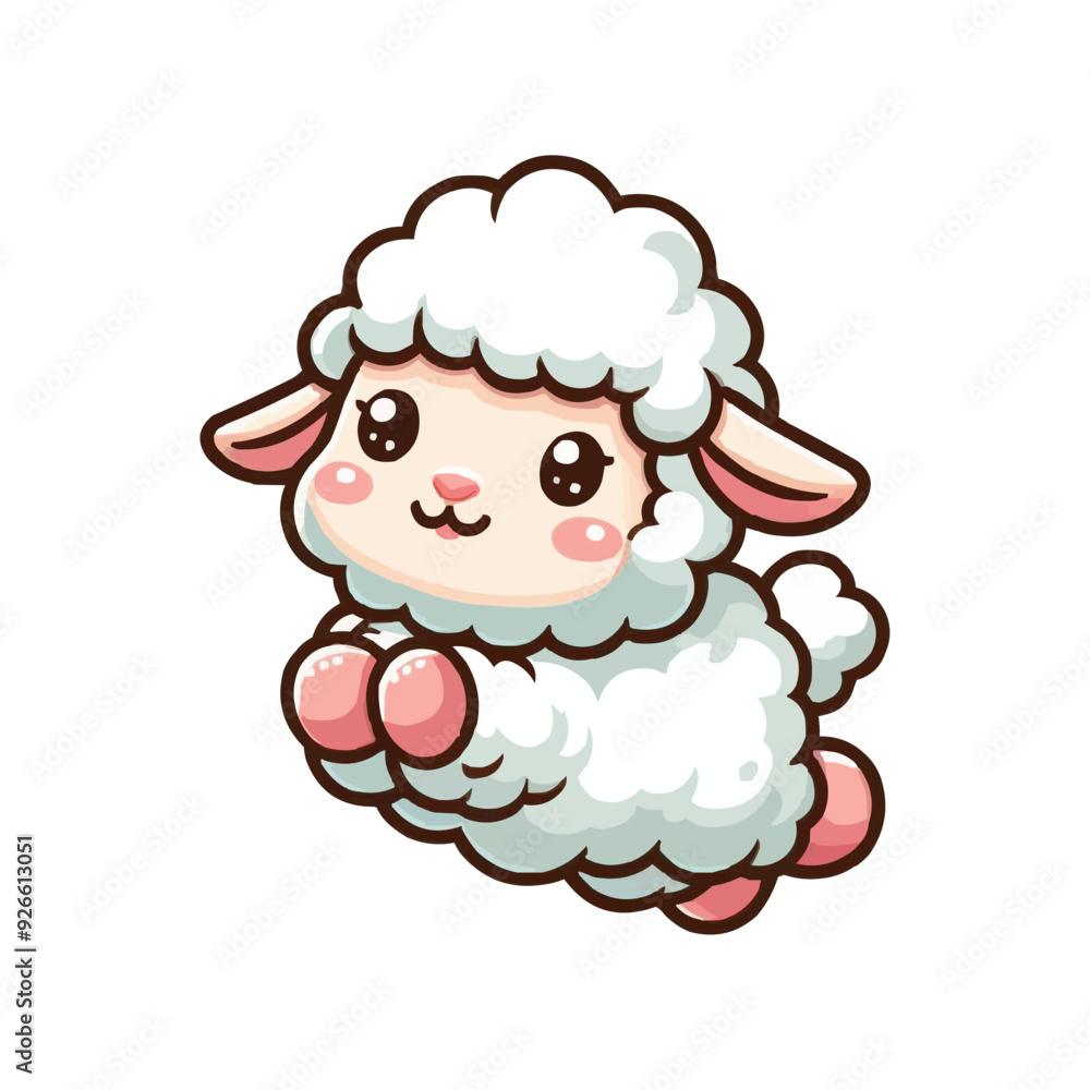 Cute baby sheep cartoon jumping vector Cute baby sheep cartoon jumping vector