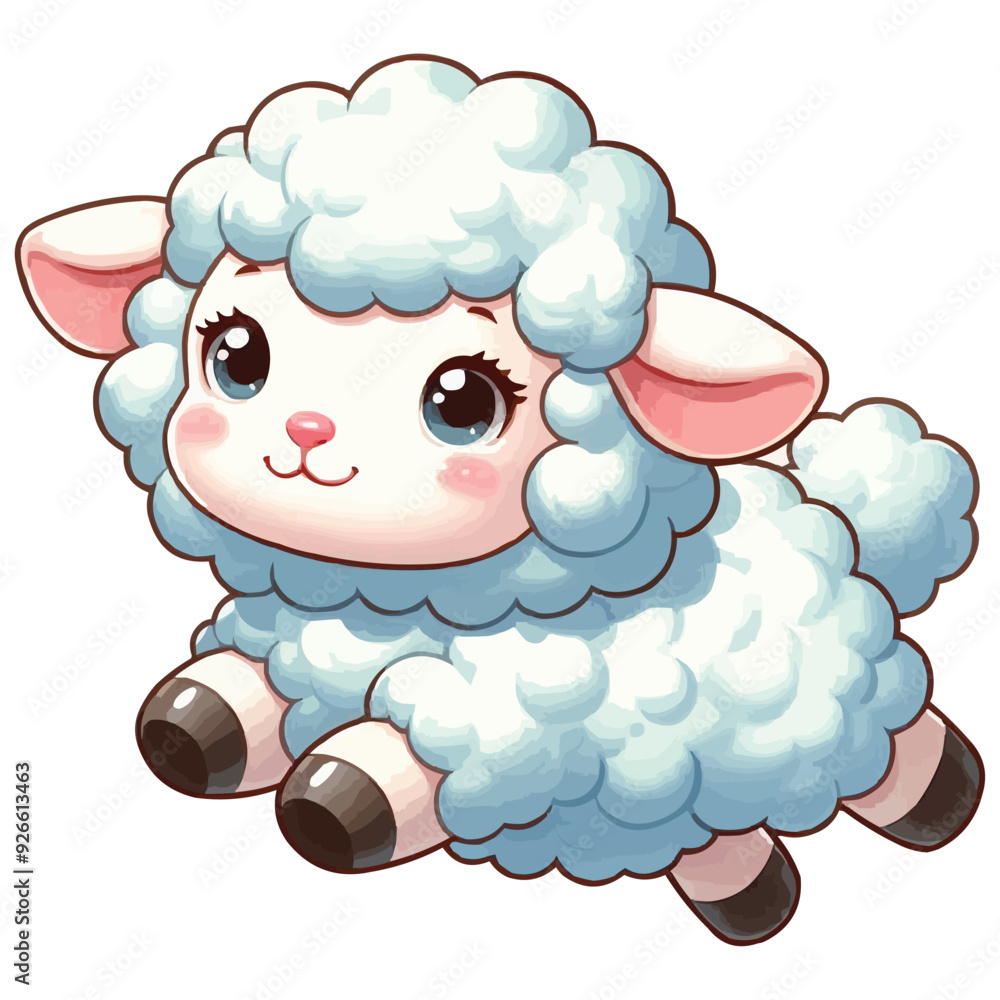 Cute baby sheep cartoon jumping vector Cute baby sheep cartoon jumping vector