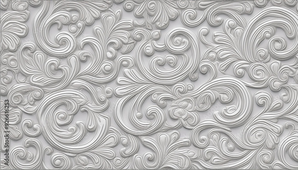 Decorative old art ornamental pattern white wall design background vintage floral textured Decorative old art ornamental pattern white wall design background vintage floral textured