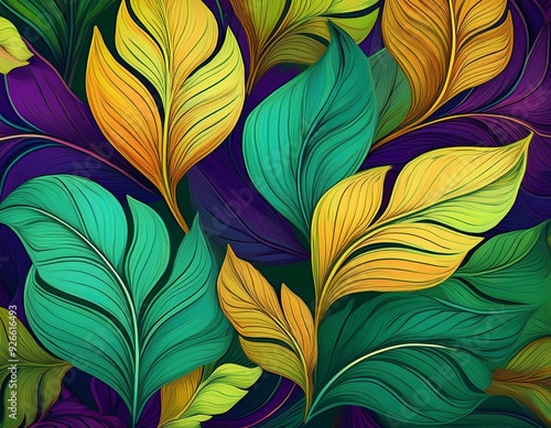 Design decorative pattern leaves background nature plant