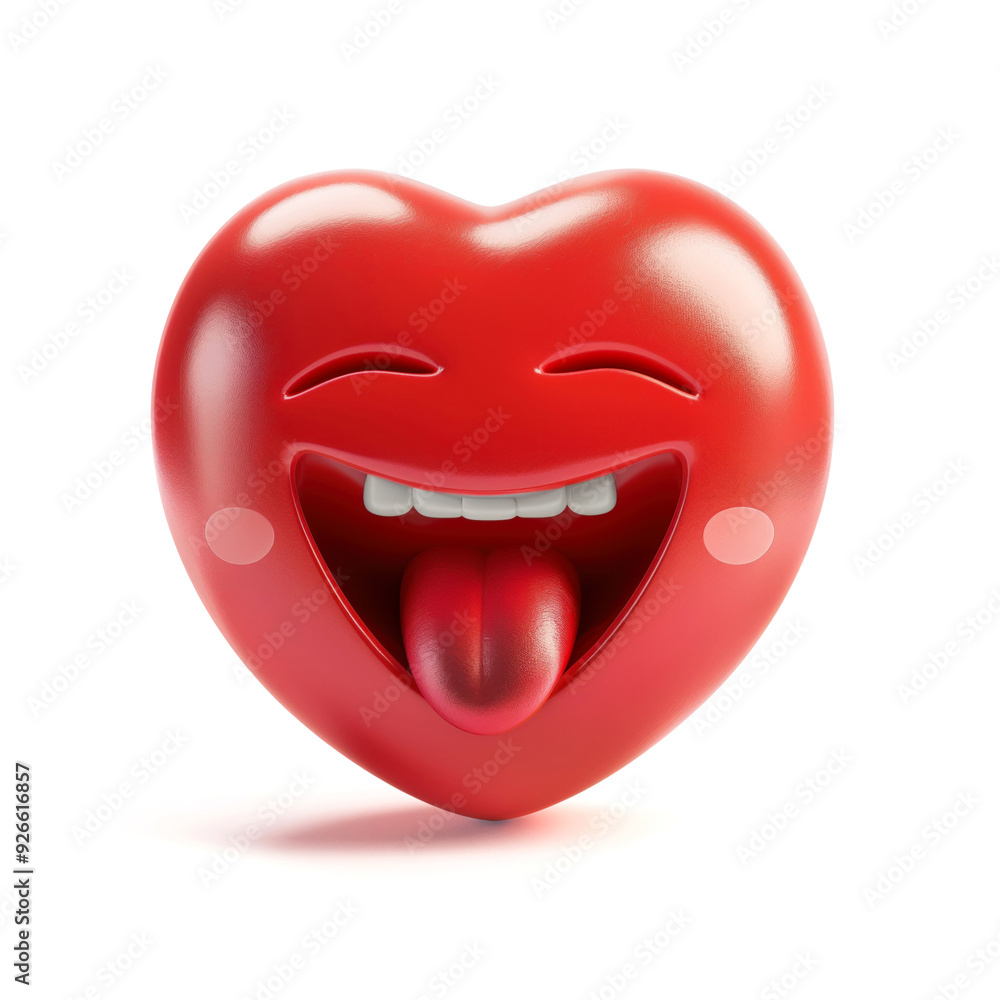 3D emoticon and emoji laughing red heart with a playful teasing expression and tongue sticking out, isolated in white background. 3D emoticon and emoji laughing red heart with a playful teasing expression and tongue sticking out, isolated in white background.