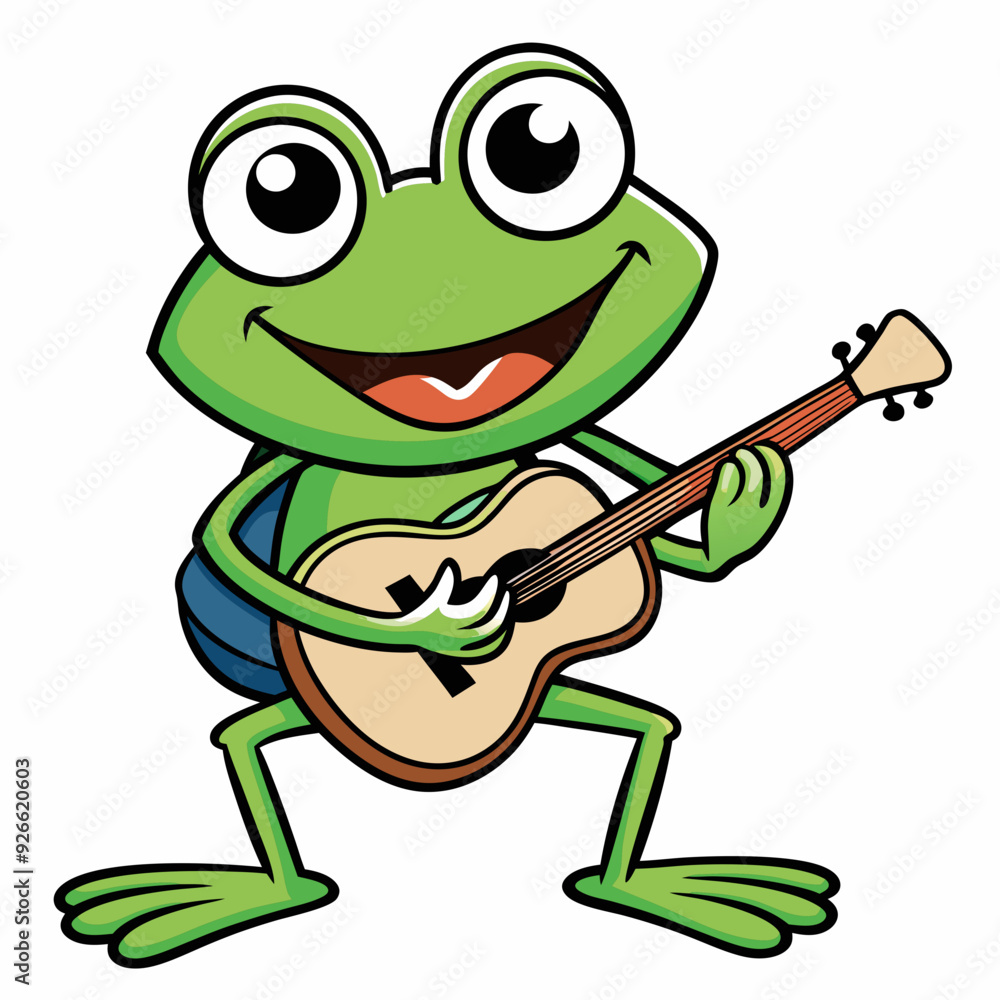 Obraz premium A frog playing guitar evil art vector illustration