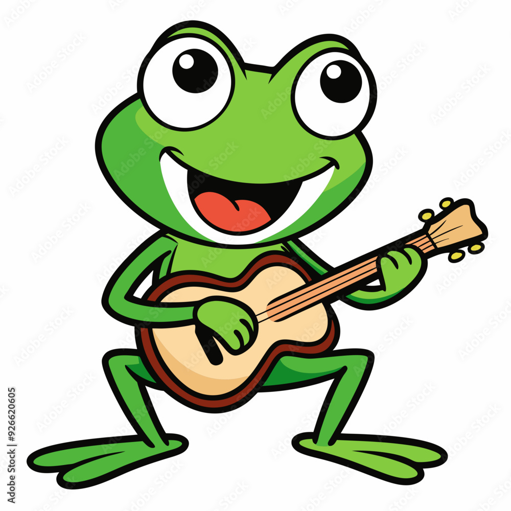 Obraz premium A frog playing guitar evil art vector illustration