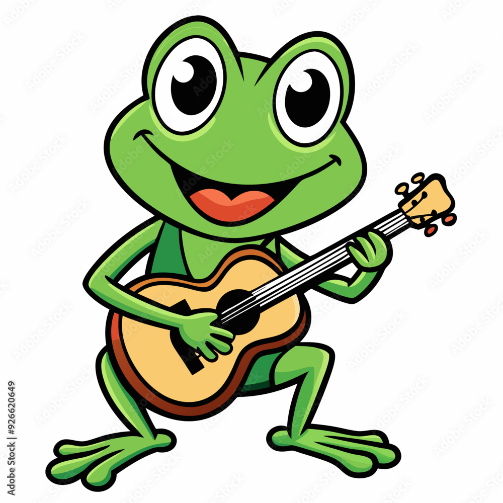 Fototapeta premium A frog playing guitar evil art vector illustration