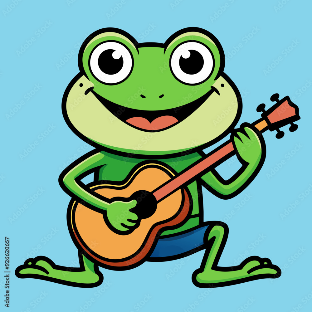 Fototapeta premium A frog playing guitar evil art vector illustration
