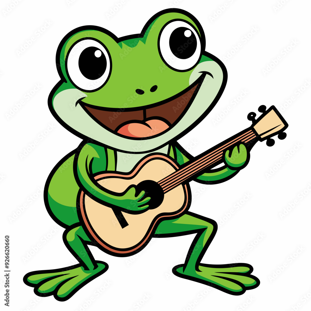 Fototapeta premium A frog playing guitar evil art vector illustration