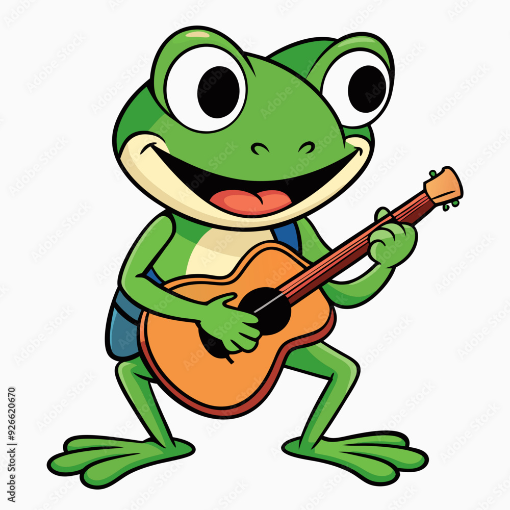 Obraz premium A frog playing guitar evil art vector illustration