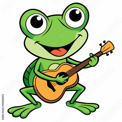 A frog playing guitar evil art vector illustration
