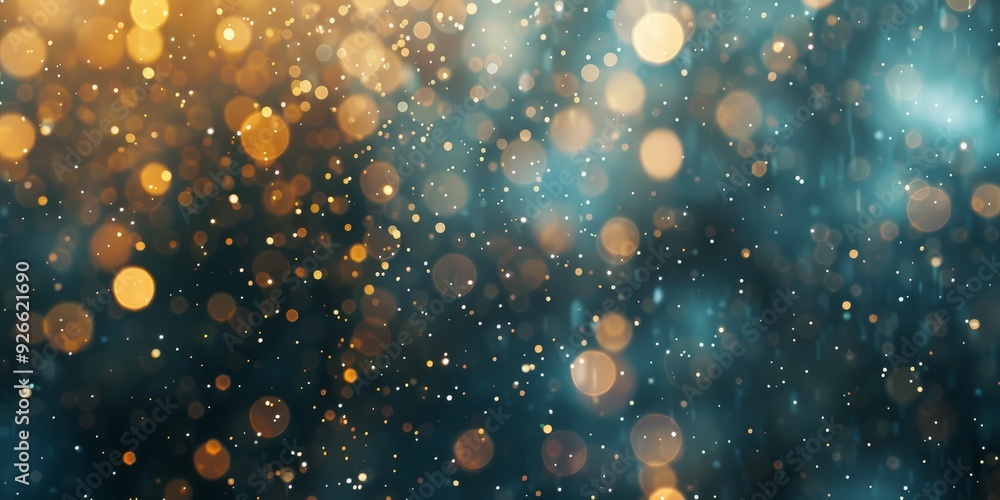 Beautiful bokeh background with shimmering gold and blue particles creating a dreamy, vibrant atmosphere for design. Beautiful bokeh background with shimmering gold and blue particles creating a dreamy, vibrant atmosphere for design.