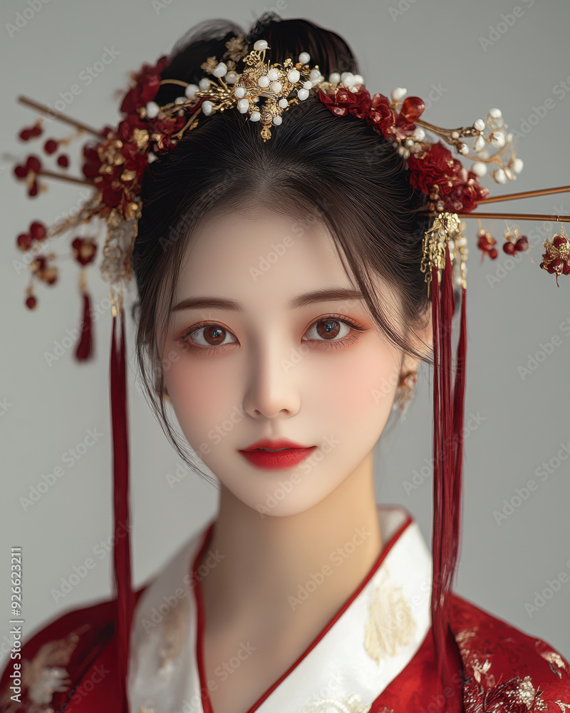 Professional studio photo of a happy Chinese woman Professional studio photo of a happy Chinese woman