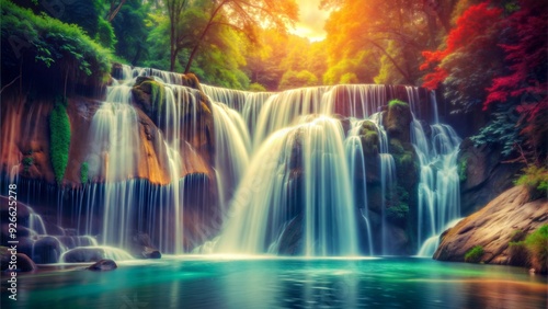 retro waterfall background