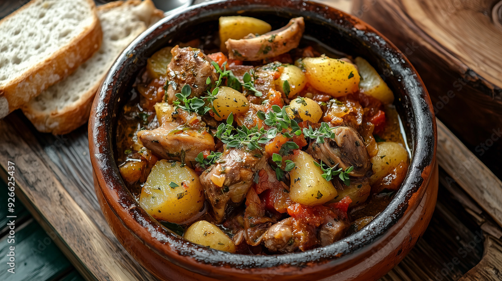 Hearty Greek Rabbit Stew with Potatoes and Herbs Hearty Greek Rabbit Stew with Potatoes and Herbs