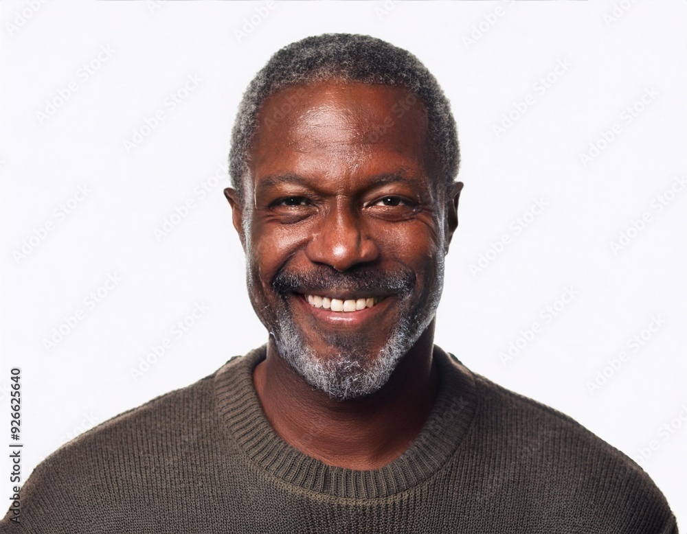 Obraz premium Man happy portrait guy cheerful adult male person mature face african black confidence smile