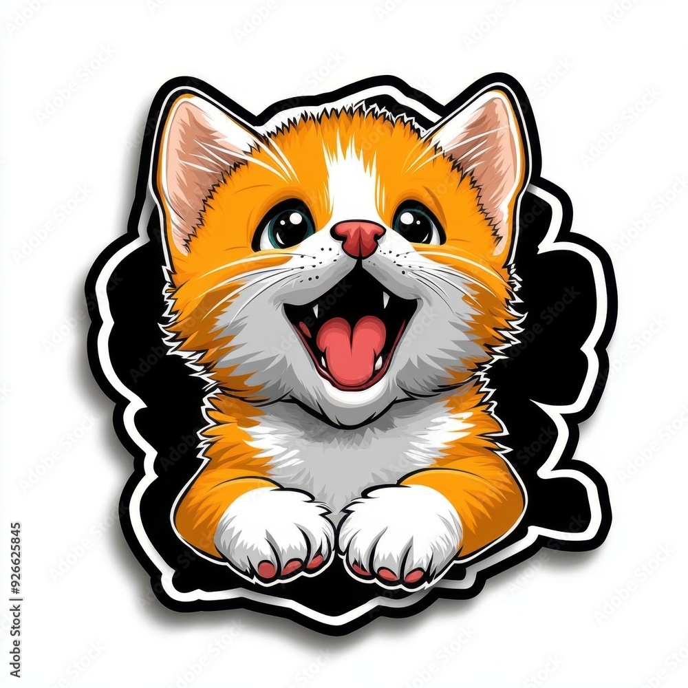 A cute kitten with a playful pounce, colorful line drawing, children's style, simple attire, clean pure white background, hand-drawn material, easy to cut out, 1:1 aspect ratio A cute kitten with a playful pounce, colorful line drawing, children's style, simple attire, clean pure white background, hand-drawn material, easy to cut out, 1:1 aspect ratio