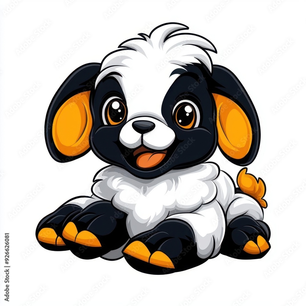 A cute lamb with a sleepy face, colorful line drawing, children's style, simple attire, clean pure white background, hand-drawn material, easy to cut out, 1:1 aspect ratio A cute lamb with a sleepy face, colorful line drawing, children's style, simple attire, clean pure white background, hand-drawn material, easy to cut out, 1:1 aspect ratio