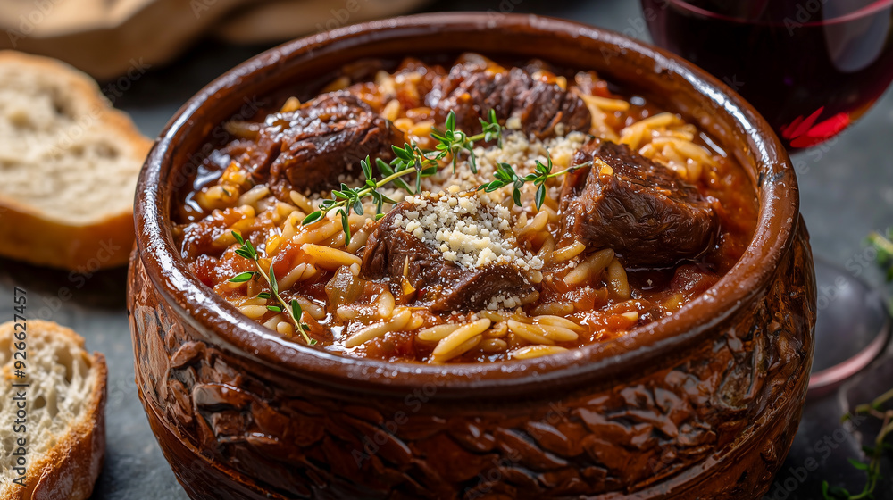 Traditional Greek Giouvetsi with Beef Traditional Greek Giouvetsi with Beef