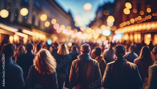 Wallpaper Mural Night Gathering of Citizens A Blurred Retro Bokeh Crowd of Unrecognizable People Standing Outdoors at an Urban Party in the City Torontodigital.ca