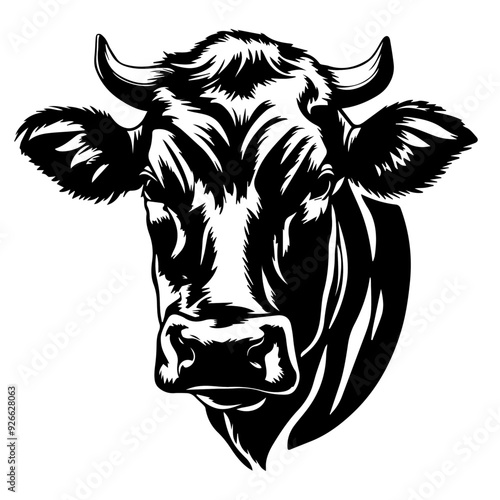 Wallpaper Mural A bold and detailed black vector illustration of a cow's head Torontodigital.ca