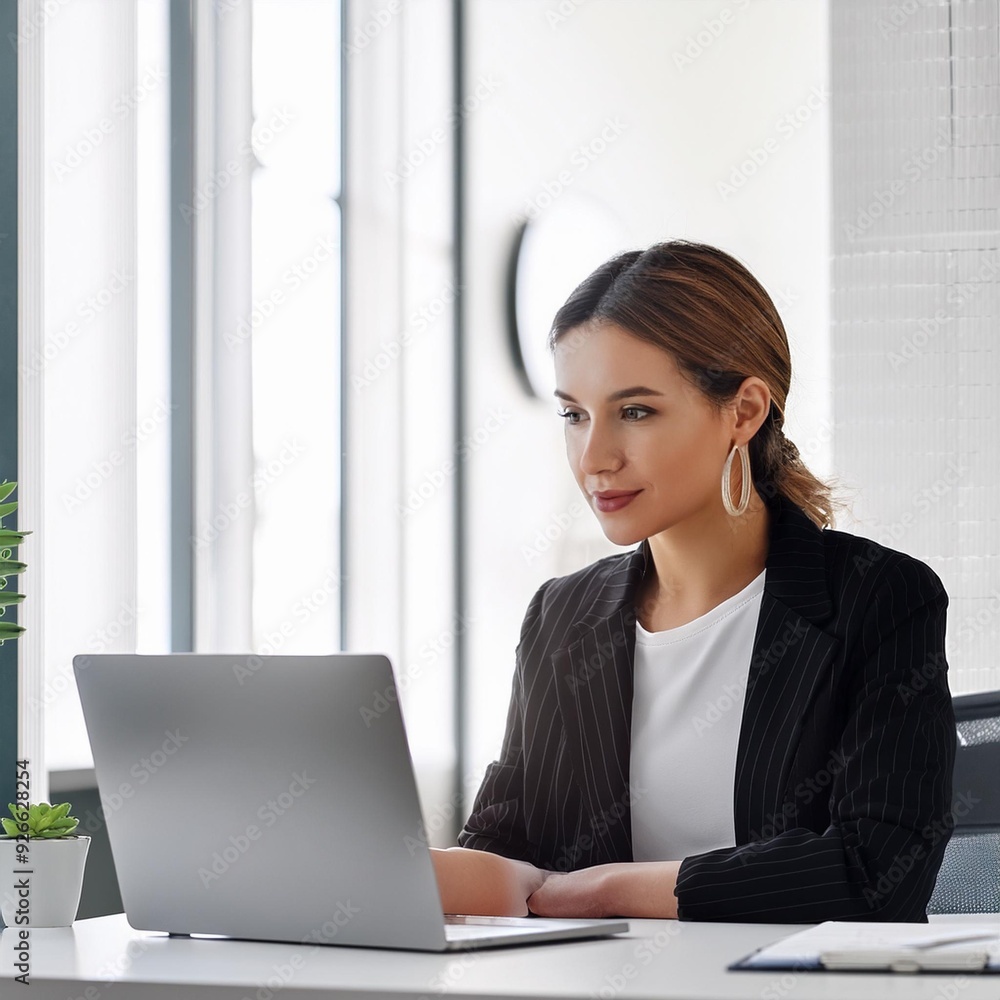 Office designer technology business background screen white computer desk blank laptop modern table Office designer technology business background screen white computer desk blank laptop modern table