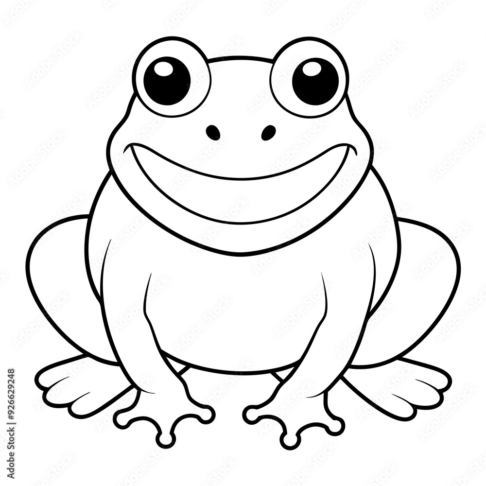 Fototapeta premium Draw a smiling toad colouring page art vector illustration