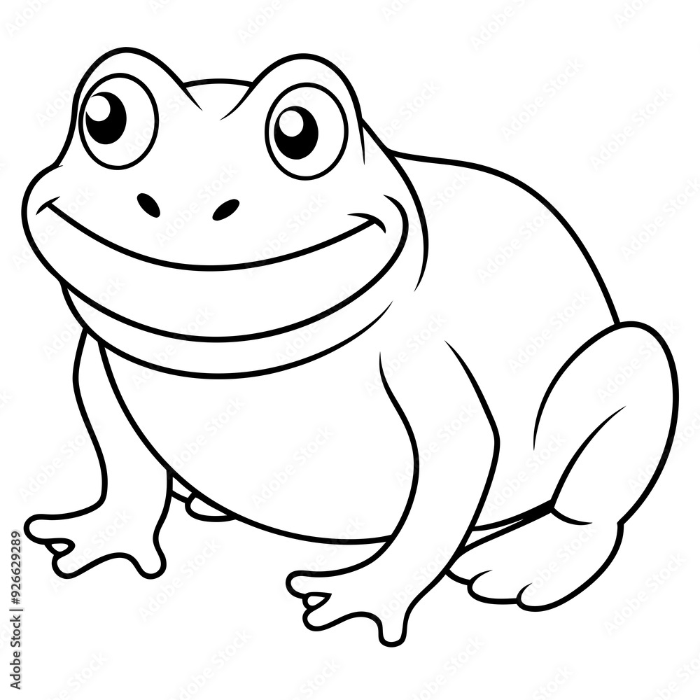 Fototapeta premium Draw a smiling toad colouring page art vector illustration