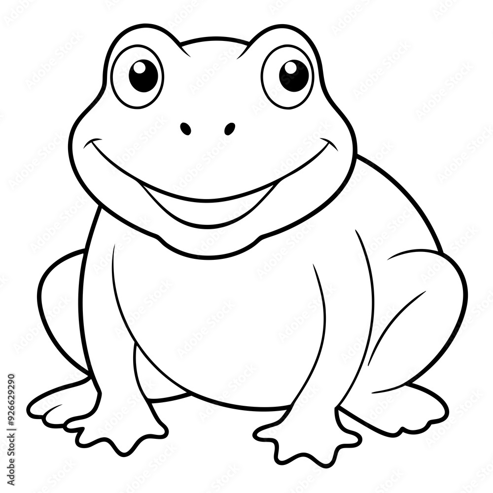 Draw a smiling toad colouring page art vector illustration Draw a smiling toad colouring page art vector illustration