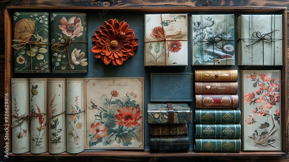 A box overflowing with colorful books and vibrant flowers. A box overflowing with colorful books and vibrant flowers.
