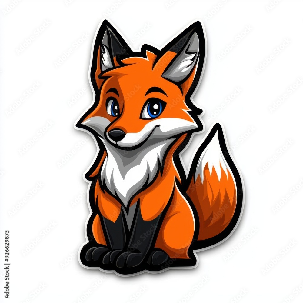 A smiling fox with a bushy tail, colorful line drawing, children's style, simple attire, clean pure white background, hand-drawn material, easy to cut out, 1:1 aspect ratio A smiling fox with a bushy tail, colorful line drawing, children's style, simple attire, clean pure white background, hand-drawn material, easy to cut out, 1:1 aspect ratio