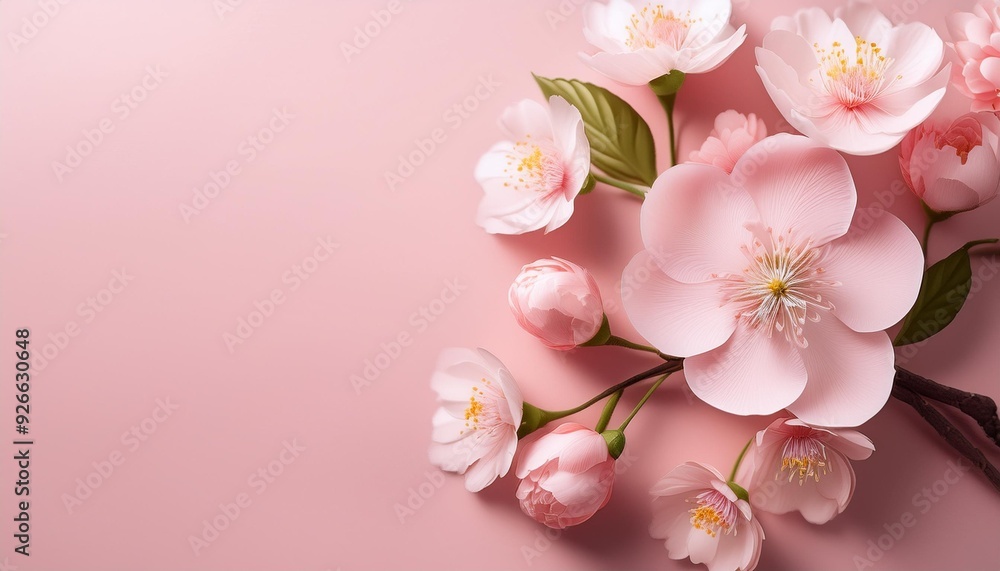 Romantic Spring Blossom on Soft Pink Background - A Delicate Floral Gift of Freshness Romantic Spring Blossom on Soft Pink Background - A Delicate Floral Gift of Freshness