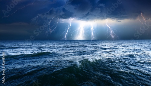 Sky lightning water ocean storm sea nature