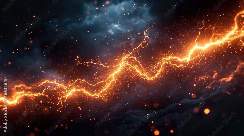 A detailed image of lightning with a focus on its intricate and branching patterns, isolated on a dark background A detailed image of lightning with a focus on its intricate and branching patterns, isolated on a dark background
