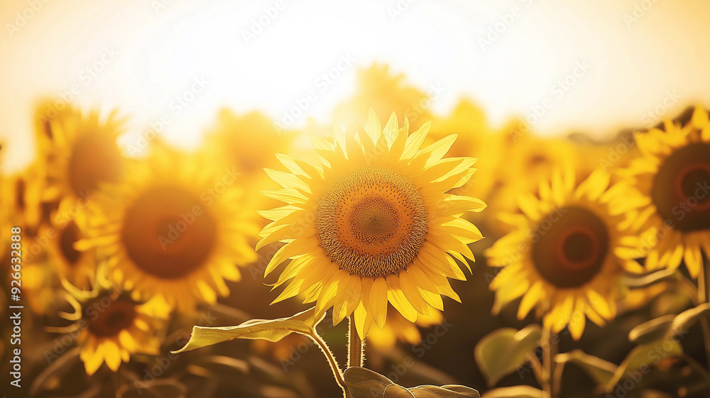 Obraz premium Golden Sunflower Field in Sunlight
