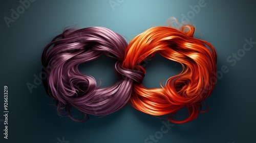 Obraz na płótnie Tangled hair flat design side view knotted locks 3D render Splitcomplementary color scheme