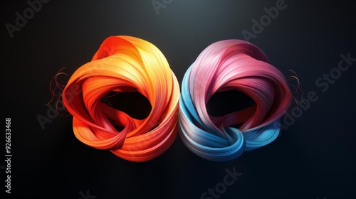 Tangled hair flat design side view knotted locks 3D render Splitcomplementary color scheme photo