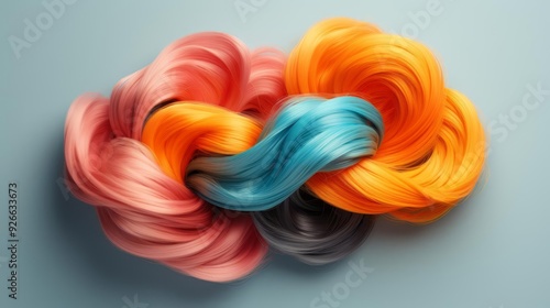 Obraz na płótnie Tangled hair flat design side view knotted locks 3D render Splitcomplementary color scheme