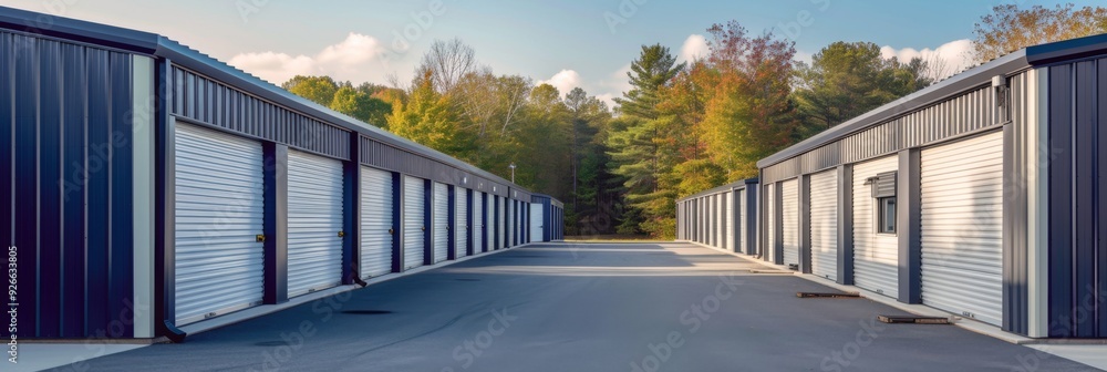 Naklejka premium Modern self-storage facility with clean