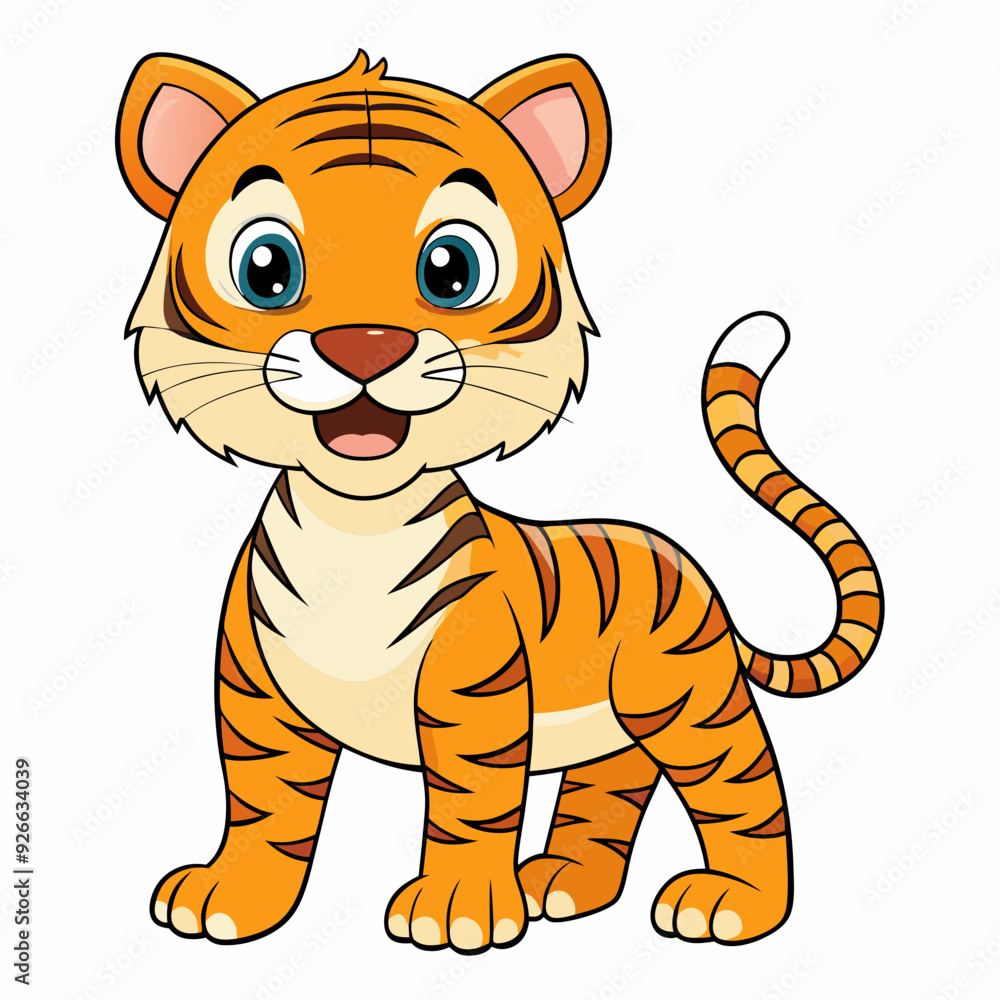 A cute tiger, art vector illustration A cute tiger, art vector illustration