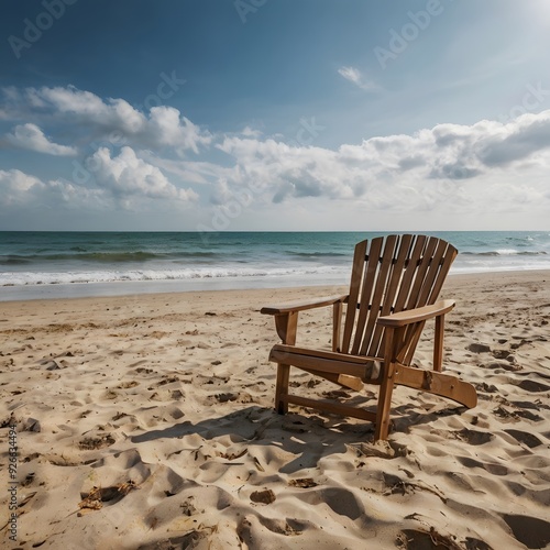 Wallpaper Mural Beautiful landscape on a beach as well as superb chair Torontodigital.ca