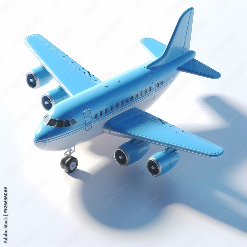 3D Render of Blue Airplane Model isolated on a white background 3D Render of Blue Airplane Model isolated on a white background