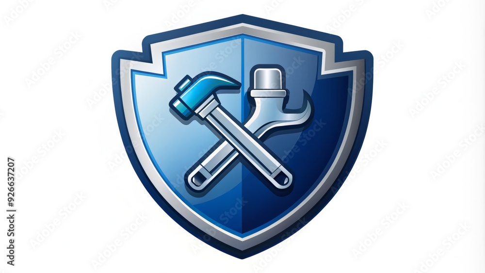 A shield-shaped logo with a wrench and pipe incorporated into the design, symbolizing a professional and reliable plumbing service on a white background. A shield-shaped logo with a wrench and pipe incorporated into the design, symbolizing a professional and reliable plumbing service on a white background.