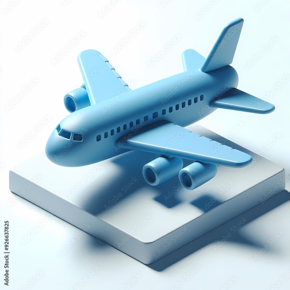 3D Render of Blue Airplane Model isolated on a white background 3D Render of Blue Airplane Model isolated on a white background