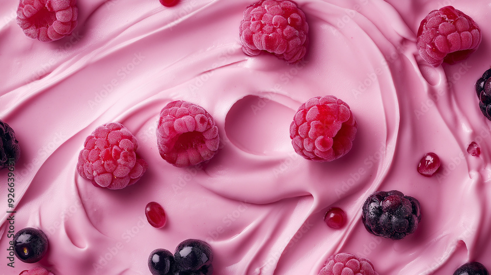 Fototapeta premium yogurt texture with berries