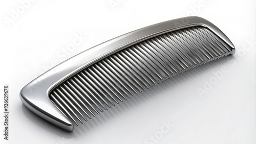 A sleek, modern comb with glossy, curved teeth forms the shape of a minimalist logo, symbolizing beauty, grooming, and precision on a clean, white background. photo