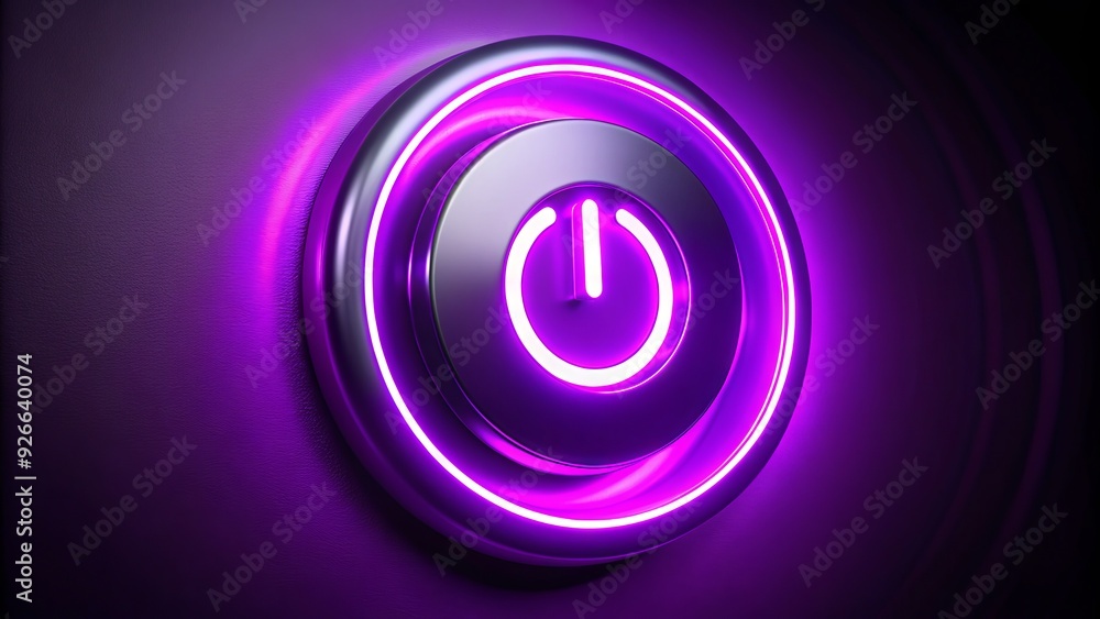 A sleek, modern purple power button glows brightly against a dark background, symbolizing innovation, technology, and energy with its vibrant, electric purple hue. A sleek, modern purple power button glows brightly against a dark background, symbolizing innovation, technology, and energy with its vibrant, electric purple hue.
