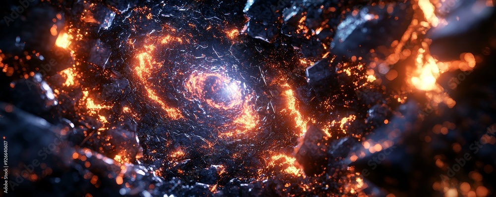 Abstract fiery and cosmic background with swirling particles. Abstract fiery and cosmic background with swirling particles.