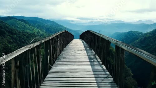 Wallpaper Mural Wooden bridge leading to the top of a mountain range Torontodigital.ca