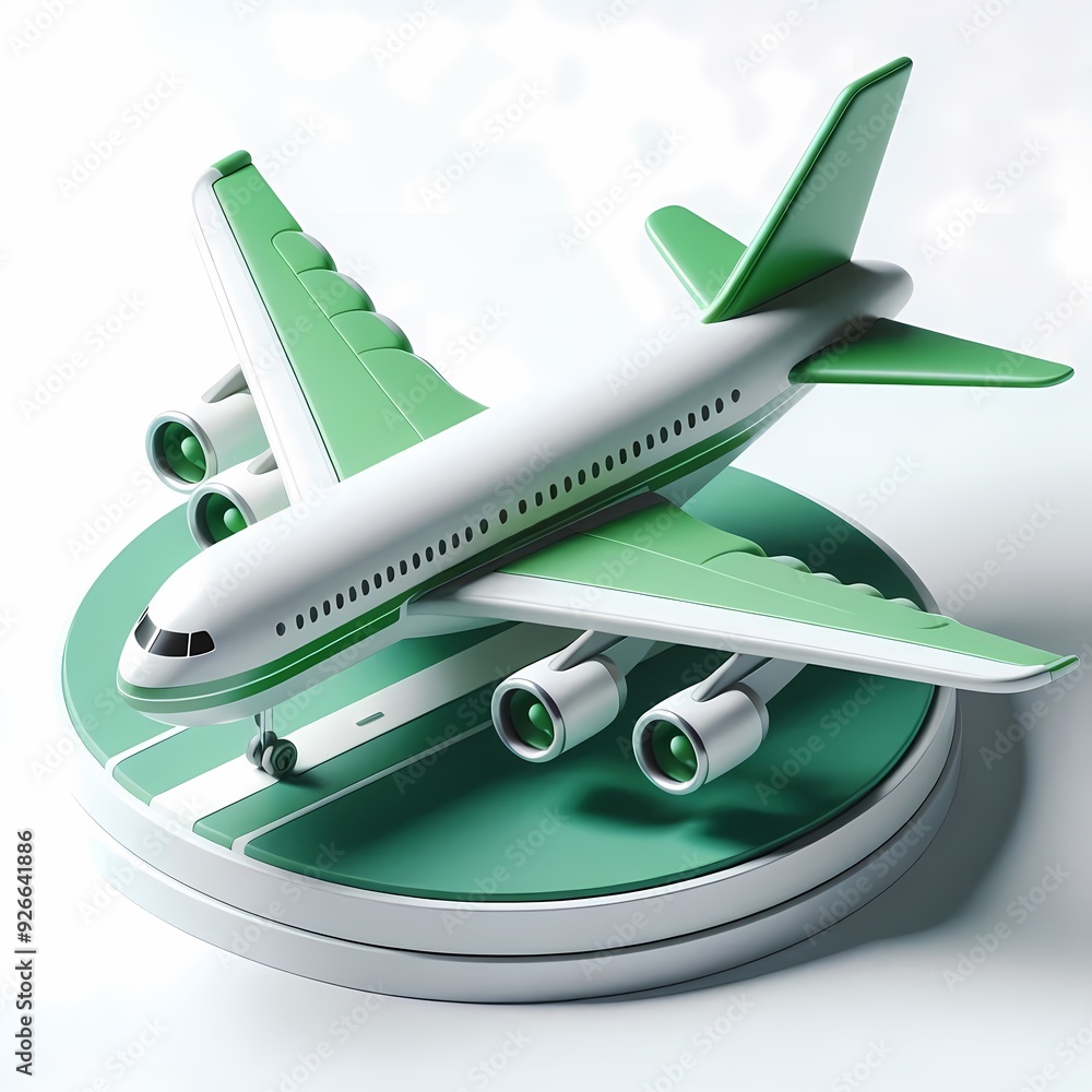 3D Render of Green Airplane Model isolated on a white background 3D Render of Green Airplane Model isolated on a white background