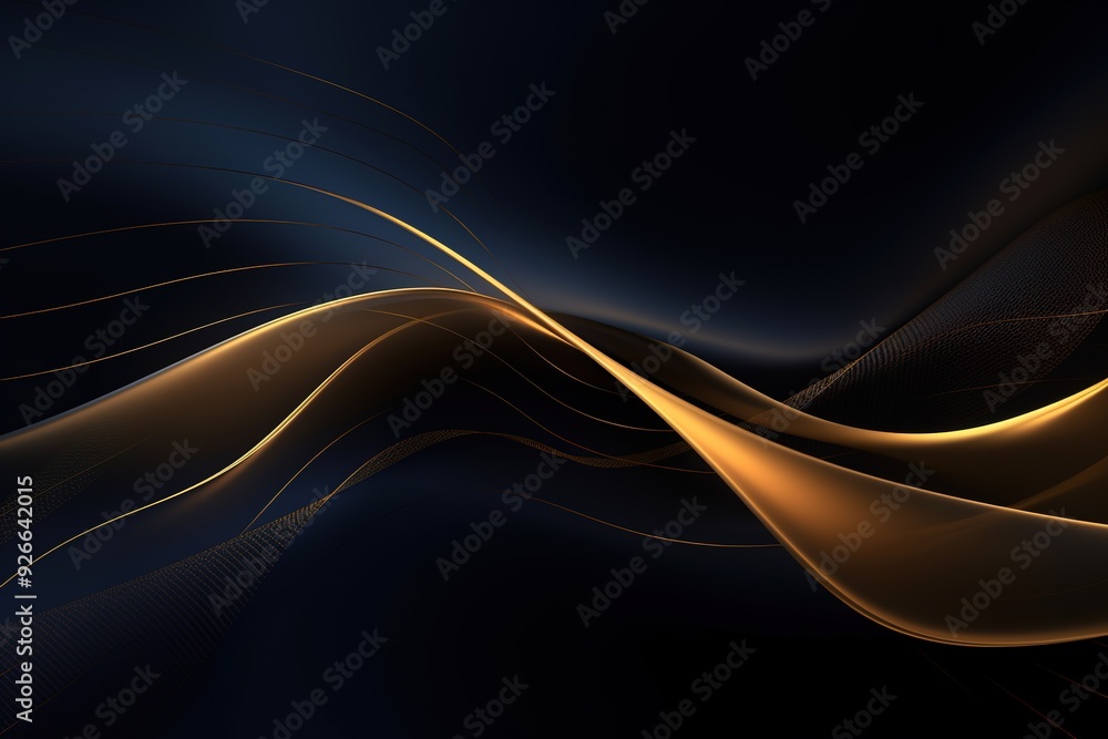 Abstract gold and black wavy background. Abstract gold and black wavy background.