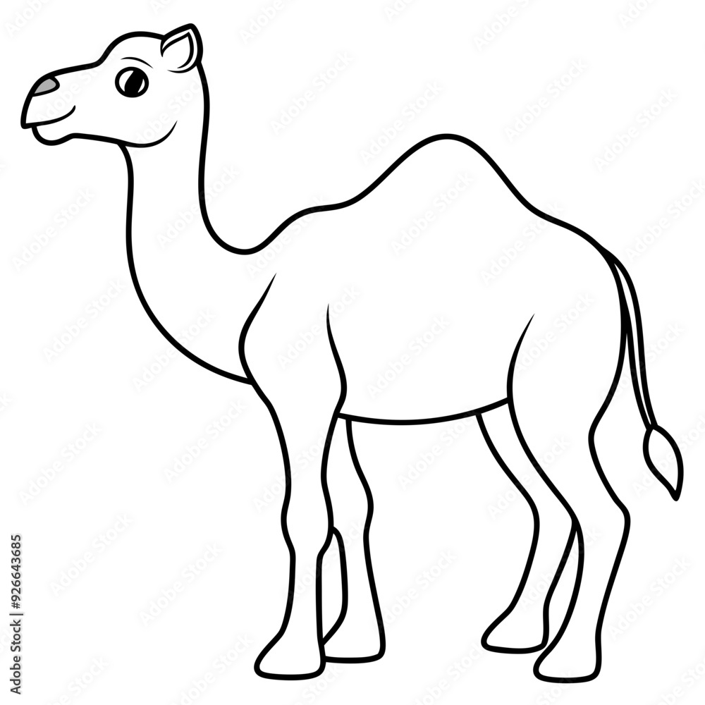 Fototapeta premium Camel colouring page line art vector illustration
