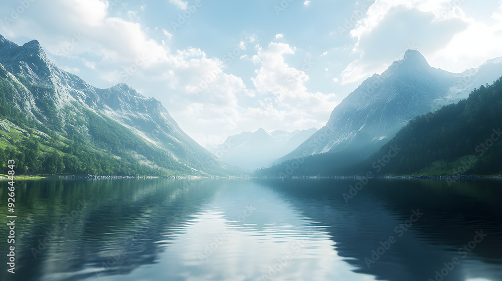 Fototapeta premium Lake Landscape Escape with Mountain Reflections